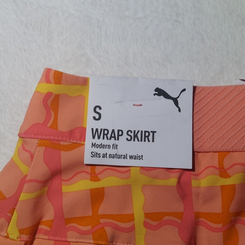 Puma Wrap Skirt Womens Size Small Pink Orange Plaid New Puma x Dazey 629989 01 - Picture 8 of 11